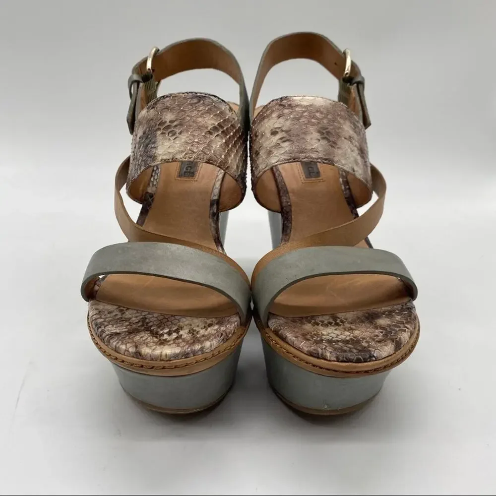 Modern Vintage Vera Wedge Sandal Size 38 / 8 Snakeskin Animal Print Platform